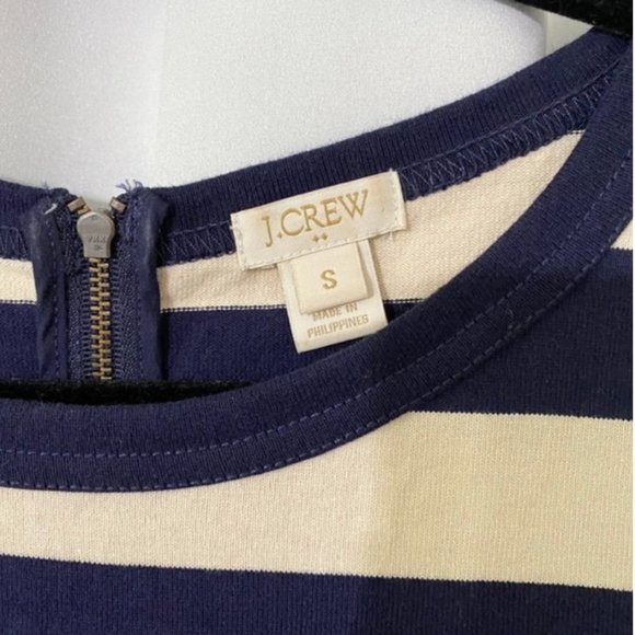 J. Crew Stripes Faux Leather Pockets Dress. - Picture 3 of 5